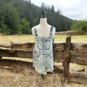 Aphrodite Blue and White Denim Overalls NWOT